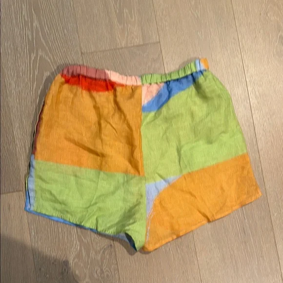 Vitamin A Orange and Green High Waist Shorts - Picture 3 of 3